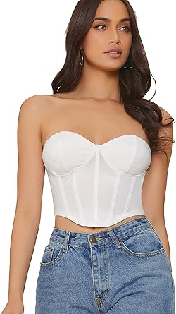 Lace up bustier cropped tube top Clearance