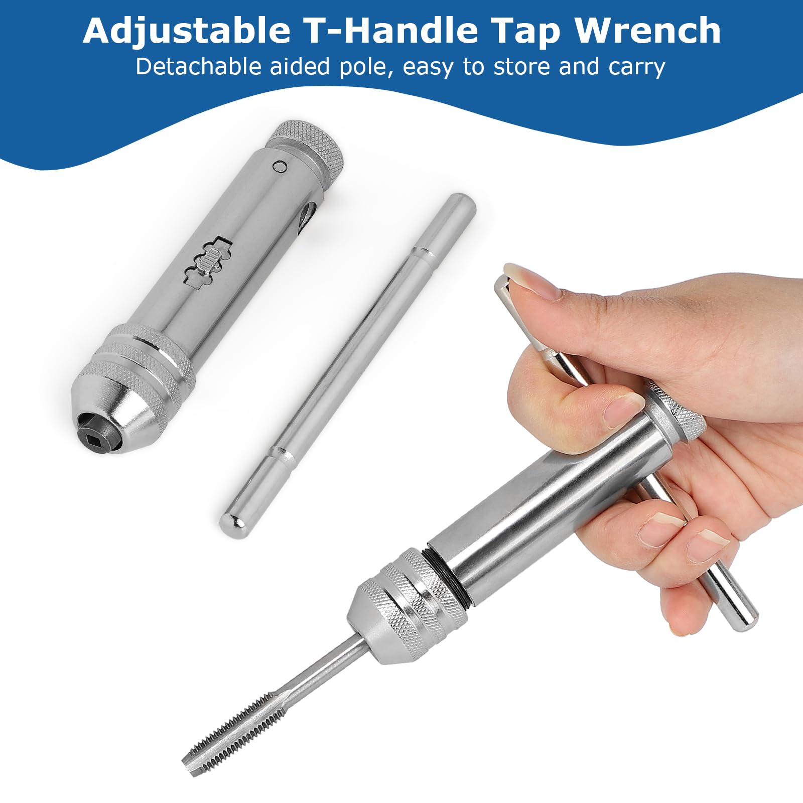 Giramaschio a Cricchetto Regolabile Set Maschi per Filettare HSS Titanio Rivestito M3-M8 M5-M12