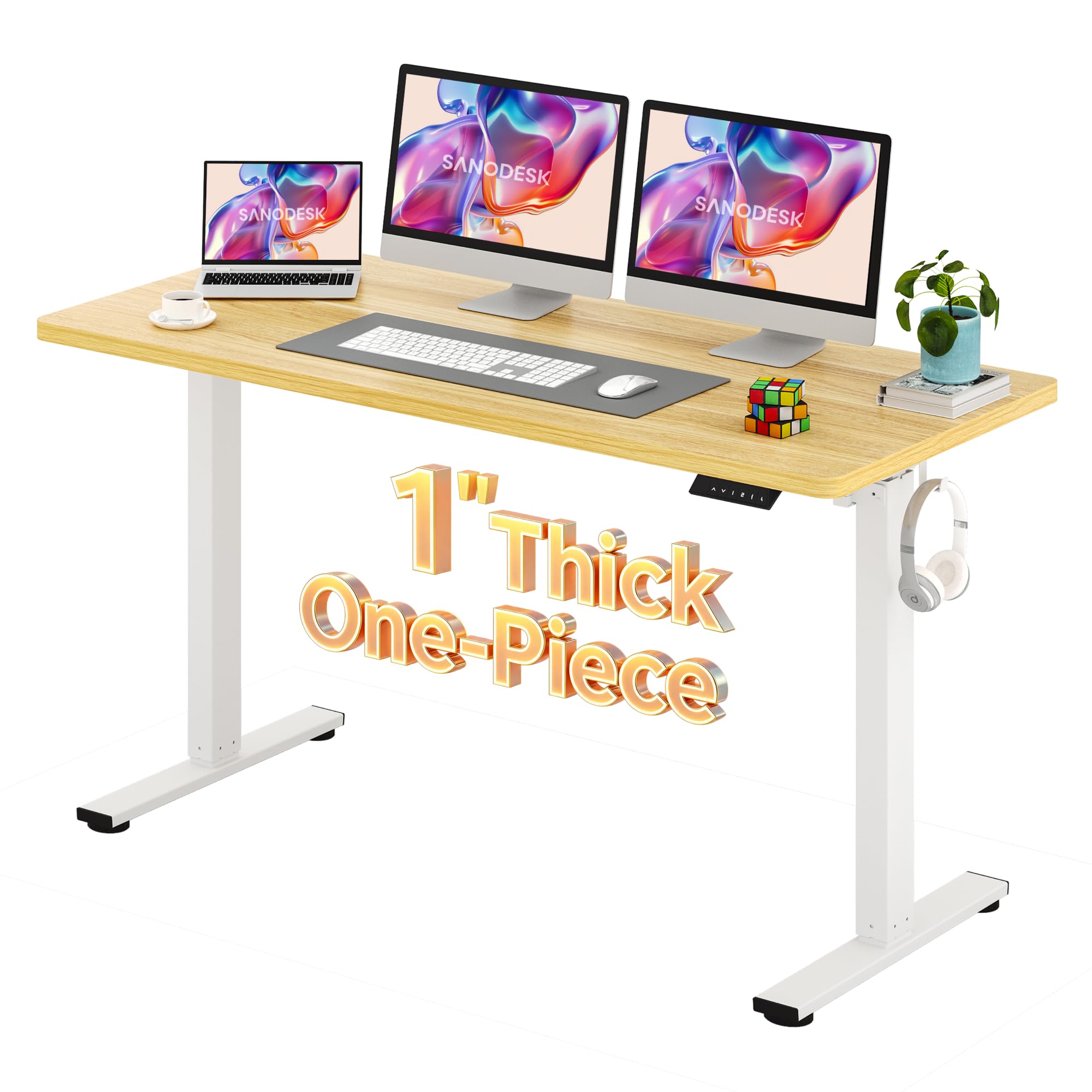 SANODESK One-Piece 1'' Thick Height Adjustable Standing Desk 60''x24''