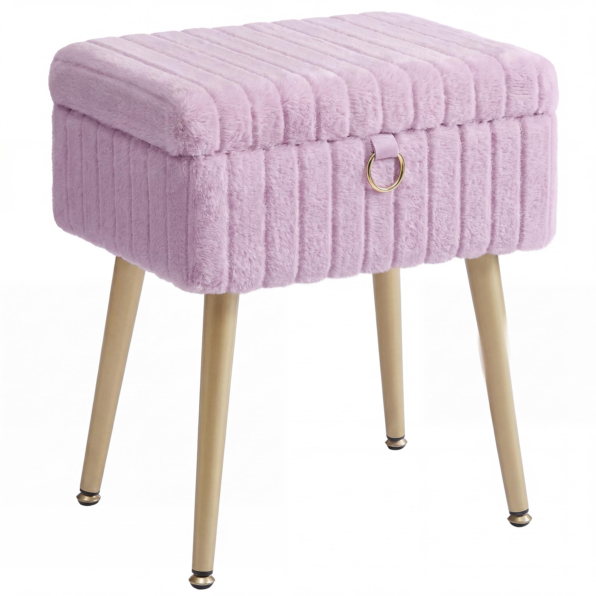 SONGMICS Vanity Stool Chair with Storage, Metal Legs, Max. Load 440 lb