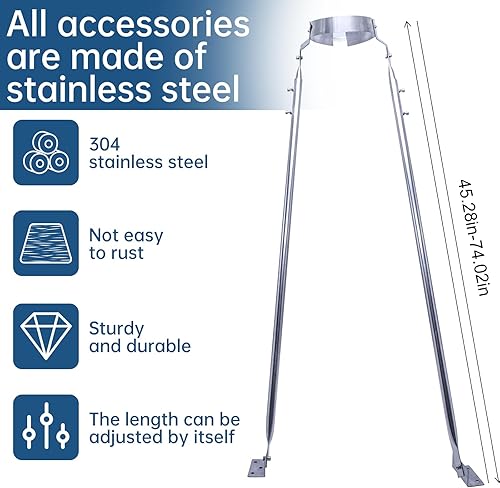 Miniatura 2 de Kit de soporte de chimenea de techo extendido de acero inoxidable para tubo de 8 pulgadas de diámetro con patas ajustables y diseño resistente al