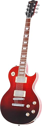 Miniatura 5 de Leo Jaymz Guitarra eléctrica de 99 cm, Les Paul, cuerpo y cuello de caoba, parte superior curvada, exquisito enchapado de arce atigrado, pastillas