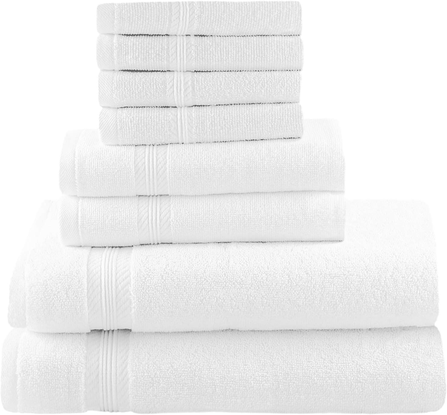 Premium Bath Towel Set - 4 Washcloths, 2 Hand Towels, 2 Large Bath Towels 700GSM - 100% Ring Spun Cotton - Highly Absorbent Towels for Shower, Bathroom, Hotel, Spa, Salon, & Baby's (Pack of 8)