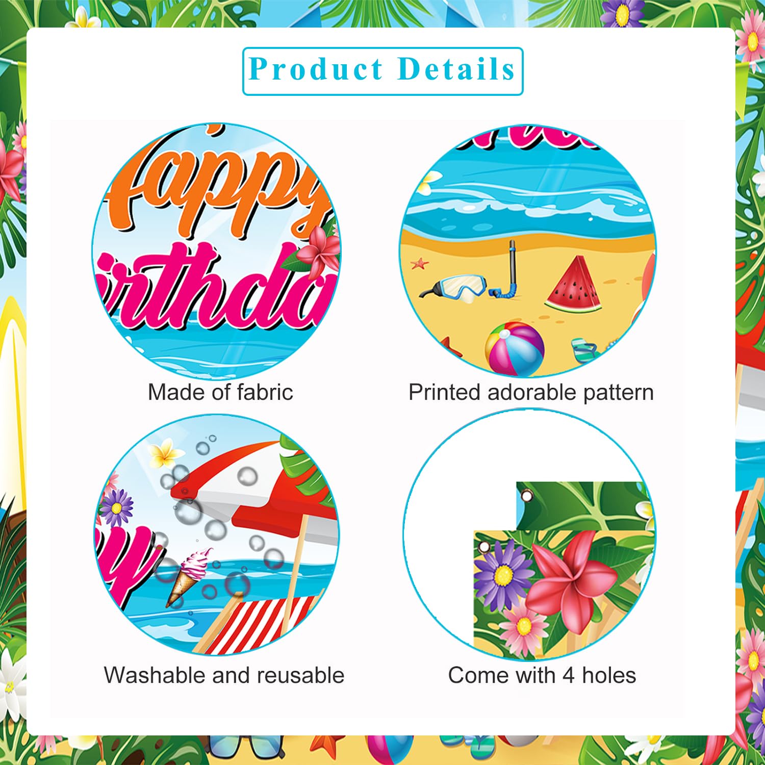 Decoración de fiesta de cumpleaños de verano, pancarta de gran tamaño para fiesta de verano en la playa, suministros de decoración de fiesta de verano, 71 x 43 pulgadas