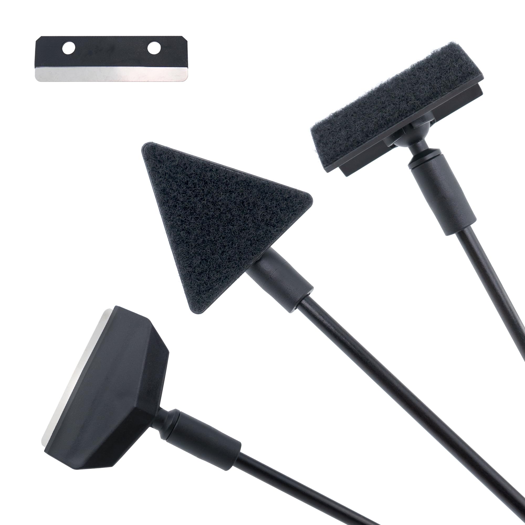 Ainkou Fish Aquarium Cleaner Kit for Small Nano Tank, 3 in 1 Aquarium Glass Tank Cleaning Kit with Detachable Rod, Algae Scraper, Triangle Flat Brush, Right Angle Brush, Replacement Blade