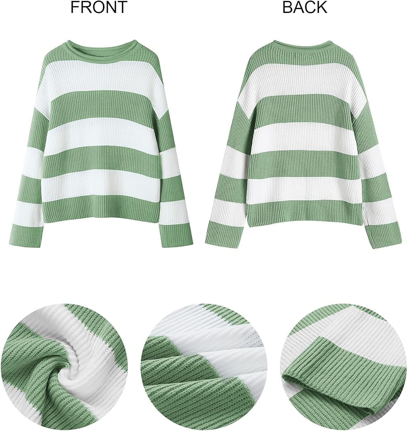 rrhss Girls Long Sleeve Striped Color Block Pullover Sweater Comfy Loose Oversized Knitted Jumper Sweater: Clothing, Shoes & Jewelry