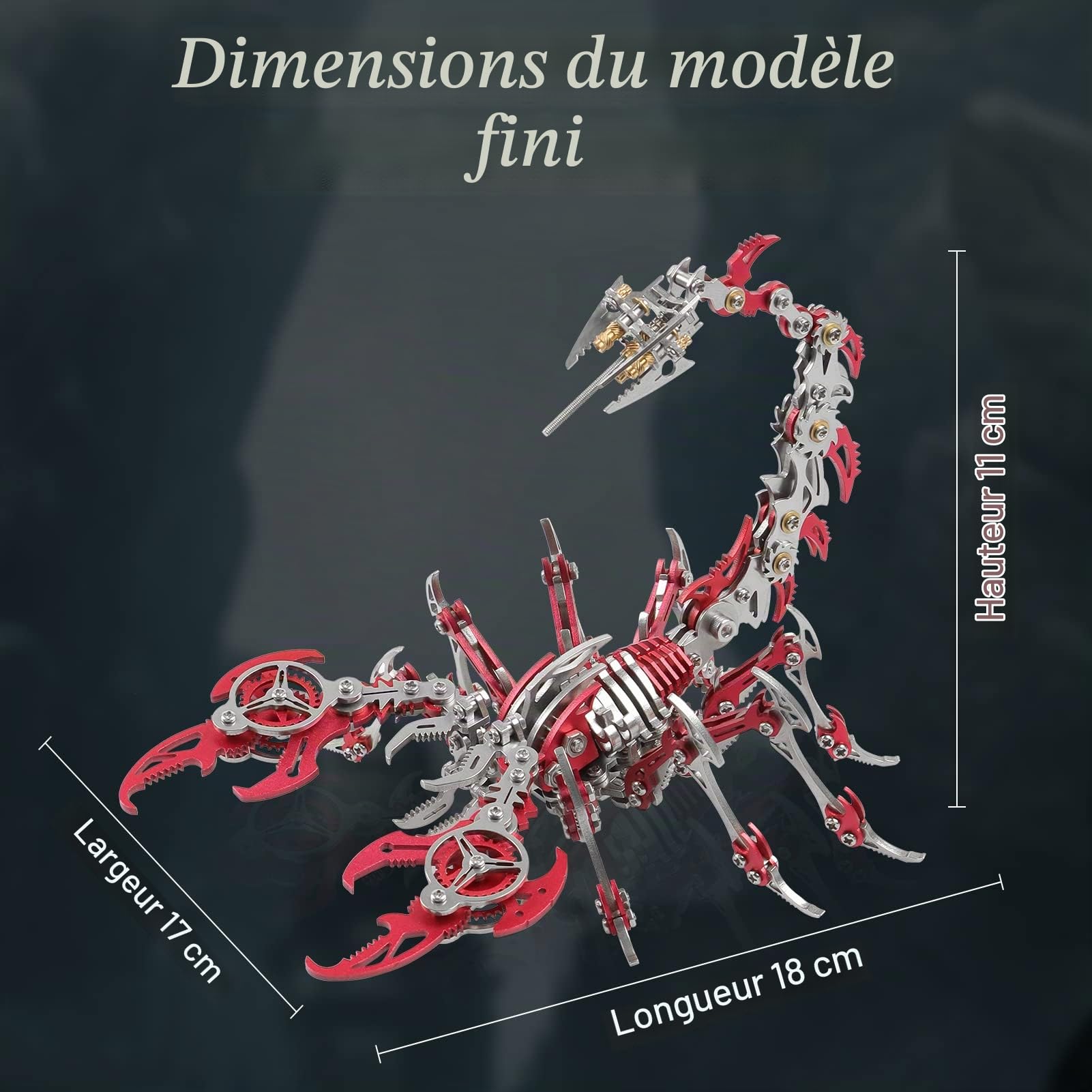 Kits de Puzzles Metalkitor 3D Metal Scorpion pour Adultes Adolescents - 454 PC - Modèles d'assemblage mécanique - 4 Heures à Construire - idéal pour Les Cadeaux et Les décorations (Rouge)
