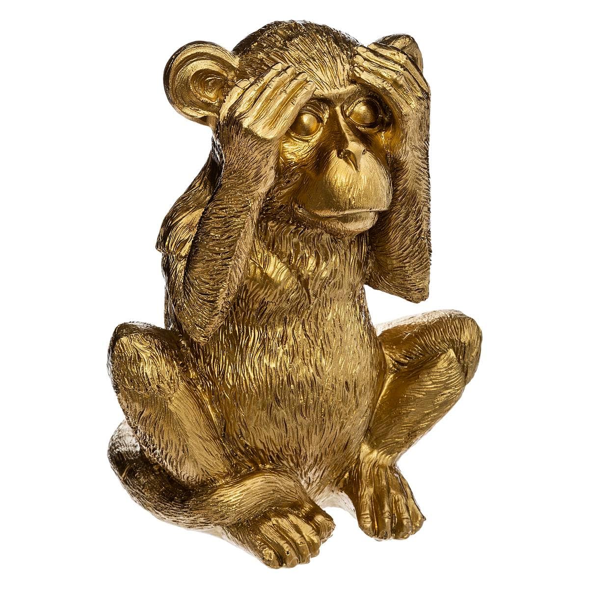 Lot de 3 Singes Sagesse en Résine Or H 17 cm - Atmosphera
