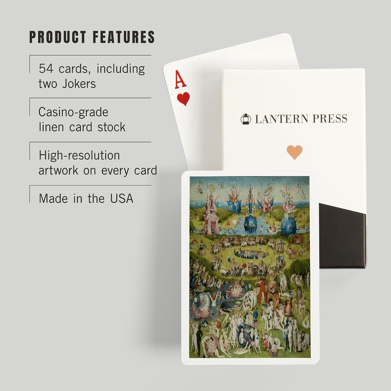 The Garden of Earthly Delights, (Artist: Hieronymus Bosch c. 1480), Masterpiece Classic, 52 Playing Cards for Adults, Poker Size Card Deck