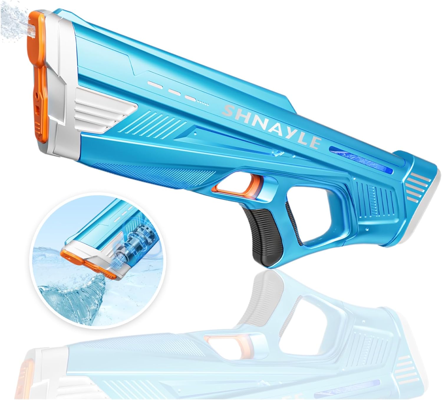 Electric Water Gun for Adults Kids Type-C Charging Port, Automatic Powerful Squirt Gun, High Powered Shooting Blasts, Strongest Long Range Auto Water Blaster, Pool Outdoor Water Toy (Blue)