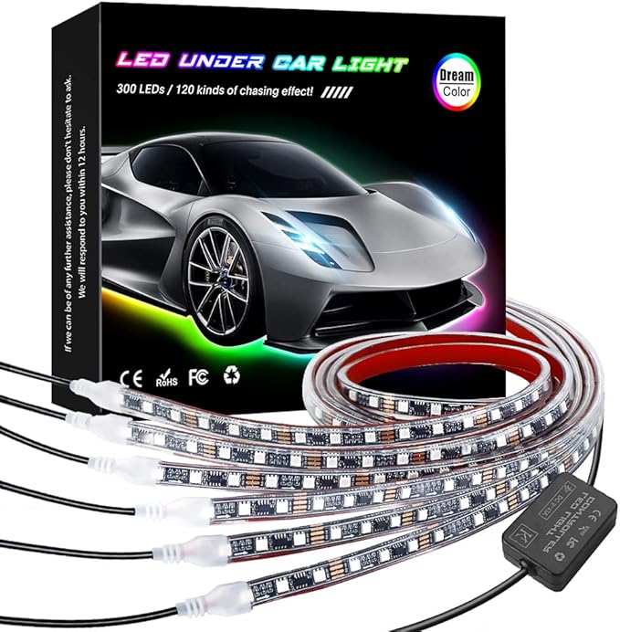 KORJO Car Underglow Lights, 6 Pcs Bluetooth Led Strip