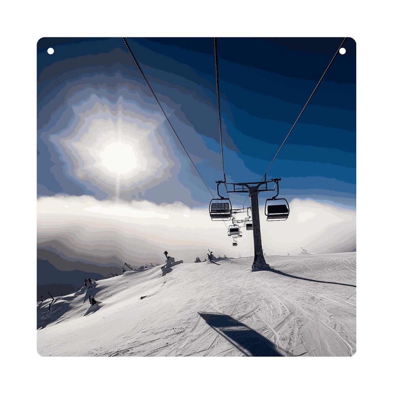Adfgyerh Style Ski Lift At Sunshine Hanging Ornaments Window Hanging Modern Acrylic Decor For Living Room Bedroom Dining Room Hallway Office Wall Decor, 8X8 In