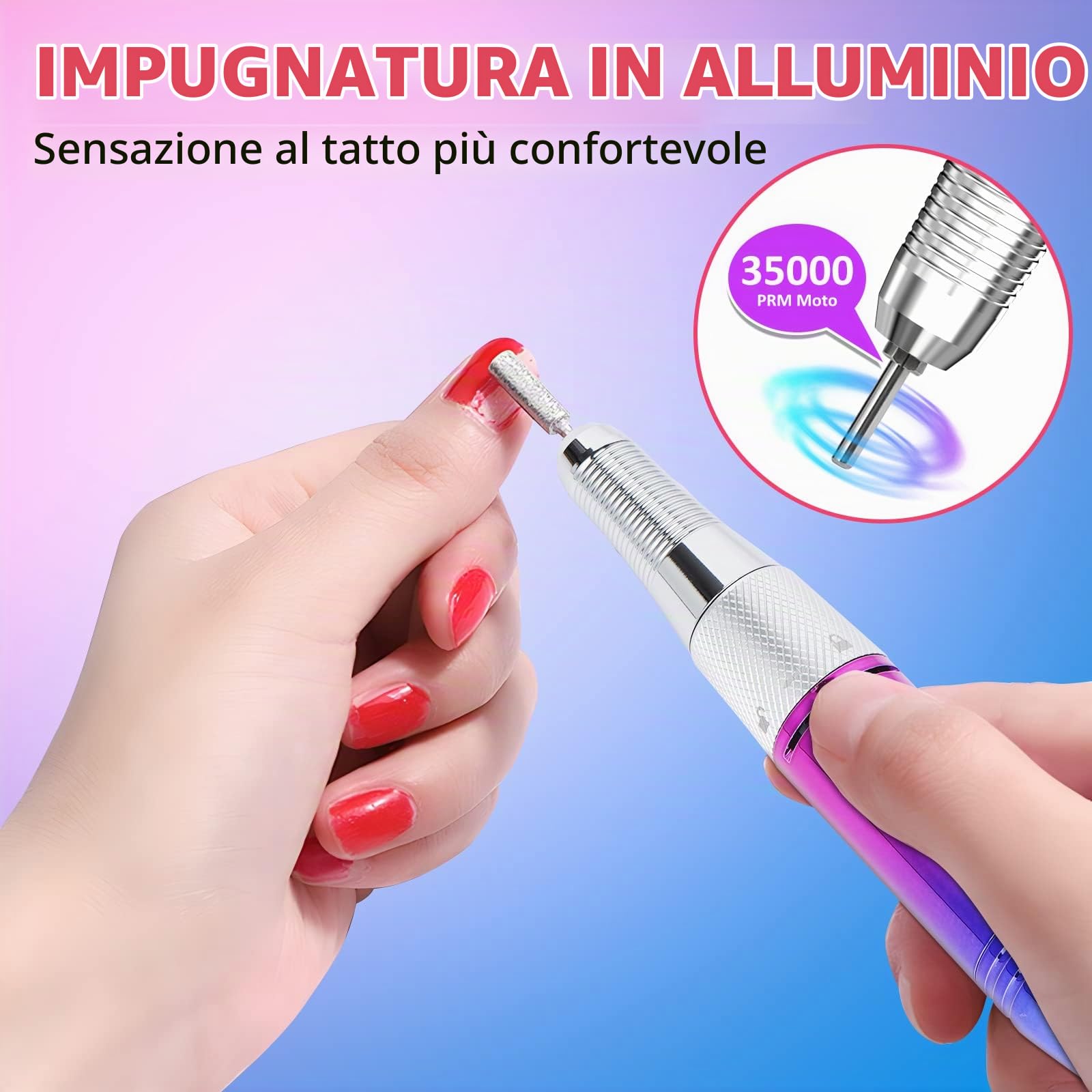 Fresa per Unghie Professionale 35000 RPM Portatile Lima Elettrica per Unghie per Manicure e Pedicure, con Display a LED per Saloni di Unghie, Manicure DIY