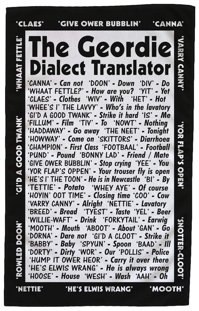 Personalised4u Geordie Dialect Translator Tea Towel – 100% Cotton