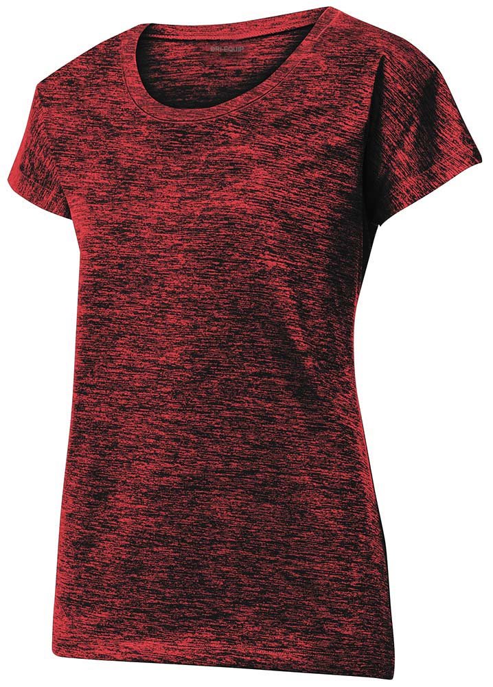 Joe's USA Women's Dri-Equip Elec Heather Moisture Wicking T-Shirt, Medium, Deep Red, Black Electric