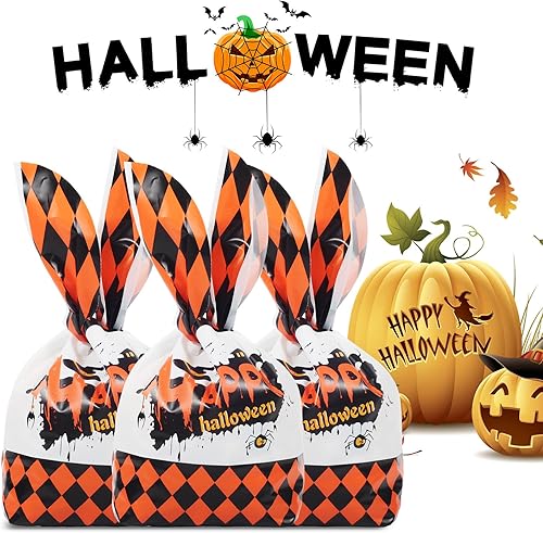 Miniatura 3 de idolpack 50 bolsas de golosinas de Halloween, lindas bolsas de regalo de dulces de Halloween, bolsa de polietileno, organizador de bolsas de