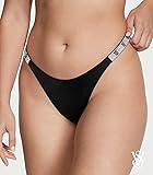 Victoria's Secret Very Sexy Lace Thong Women's Underwear, Panties for Women, Black Smooth Monogram, XL