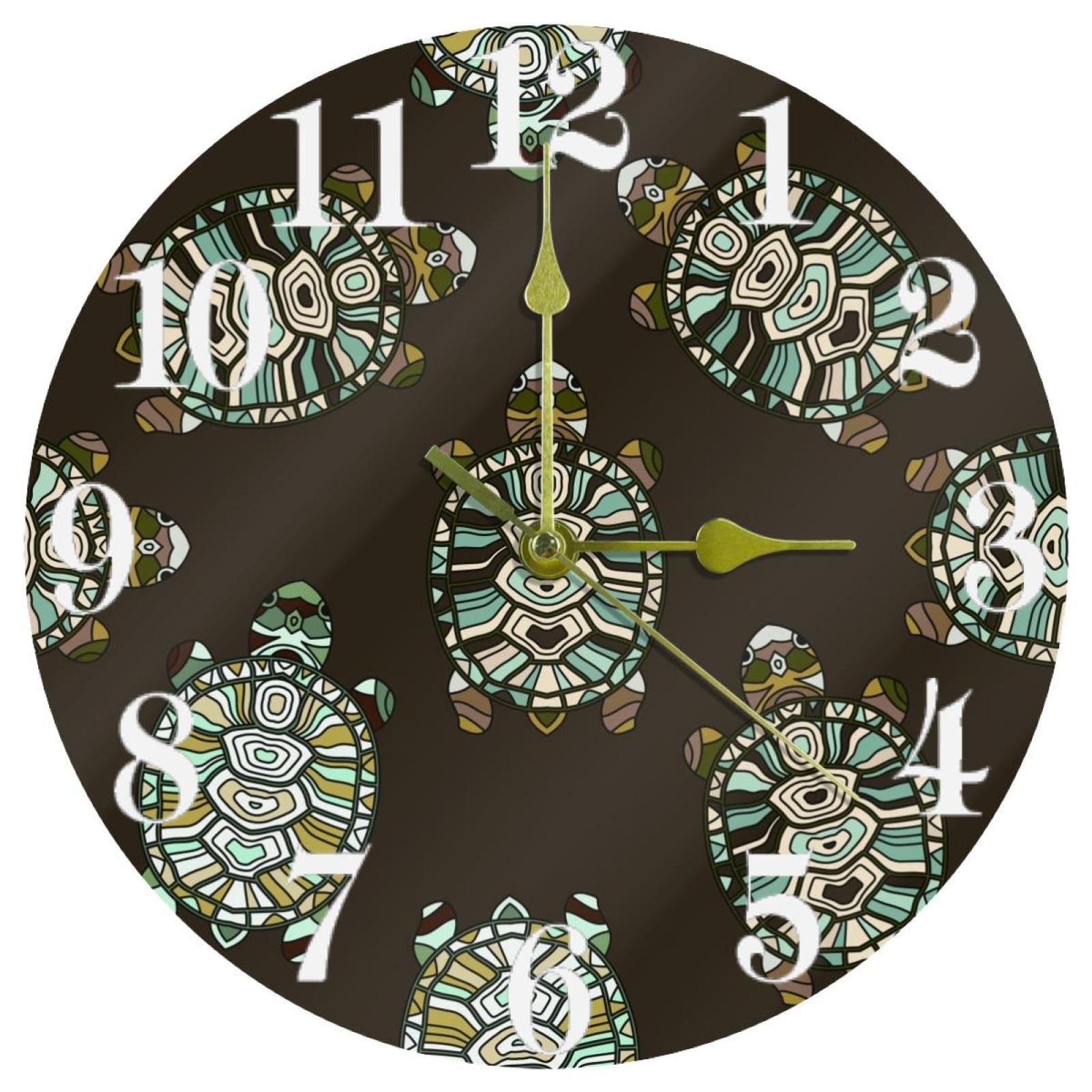 Horloge murale tortue de style tribal idée cadeau originale pour la maison