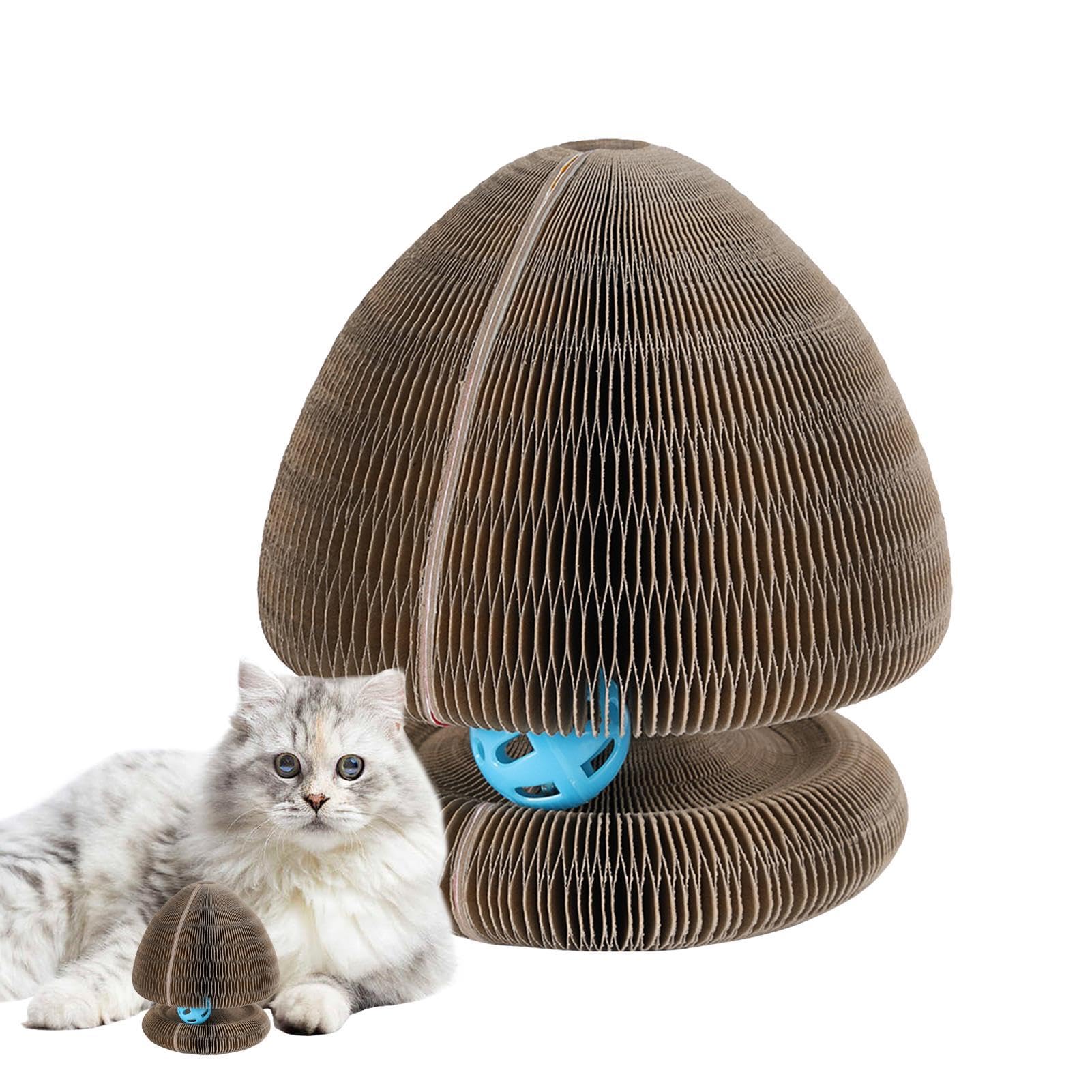Griffoir pour chat en papier ondulé avec balle interactive jouet d'intérieur