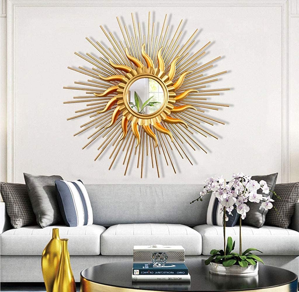 ミラー 80cm ゴールド ヴィンテージ ウォールミラー ラウンド サン