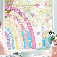 Vista 12 de Calcomanías de pared de acuarela arcoíris para despegar y pegar, eres calcomanías de paredes inspiradoras para guardería, decoración de pared