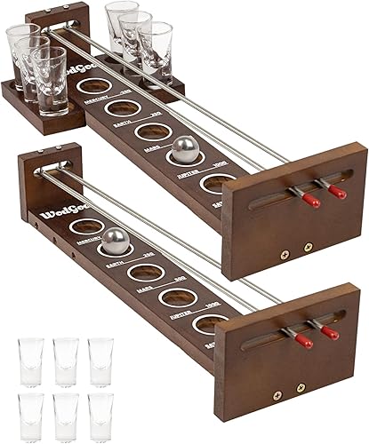 Juego Shoot The Moon, con 2 platos de copa de vino y 6 vasos, grande de 17 pulgadas, juegos clásicos de escritorio, tablero de madera maciza con
