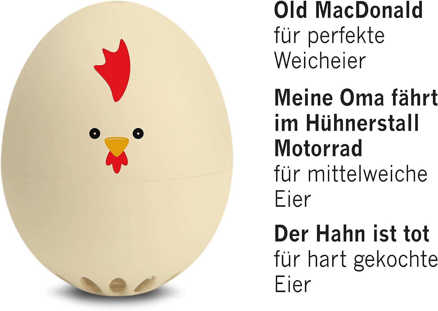 Brainstream PiepEi-The Singing Egg Timer for Cooking Beige with Cockel Design, 5,1 x 4,5 cm, Black / Black - Image 3
