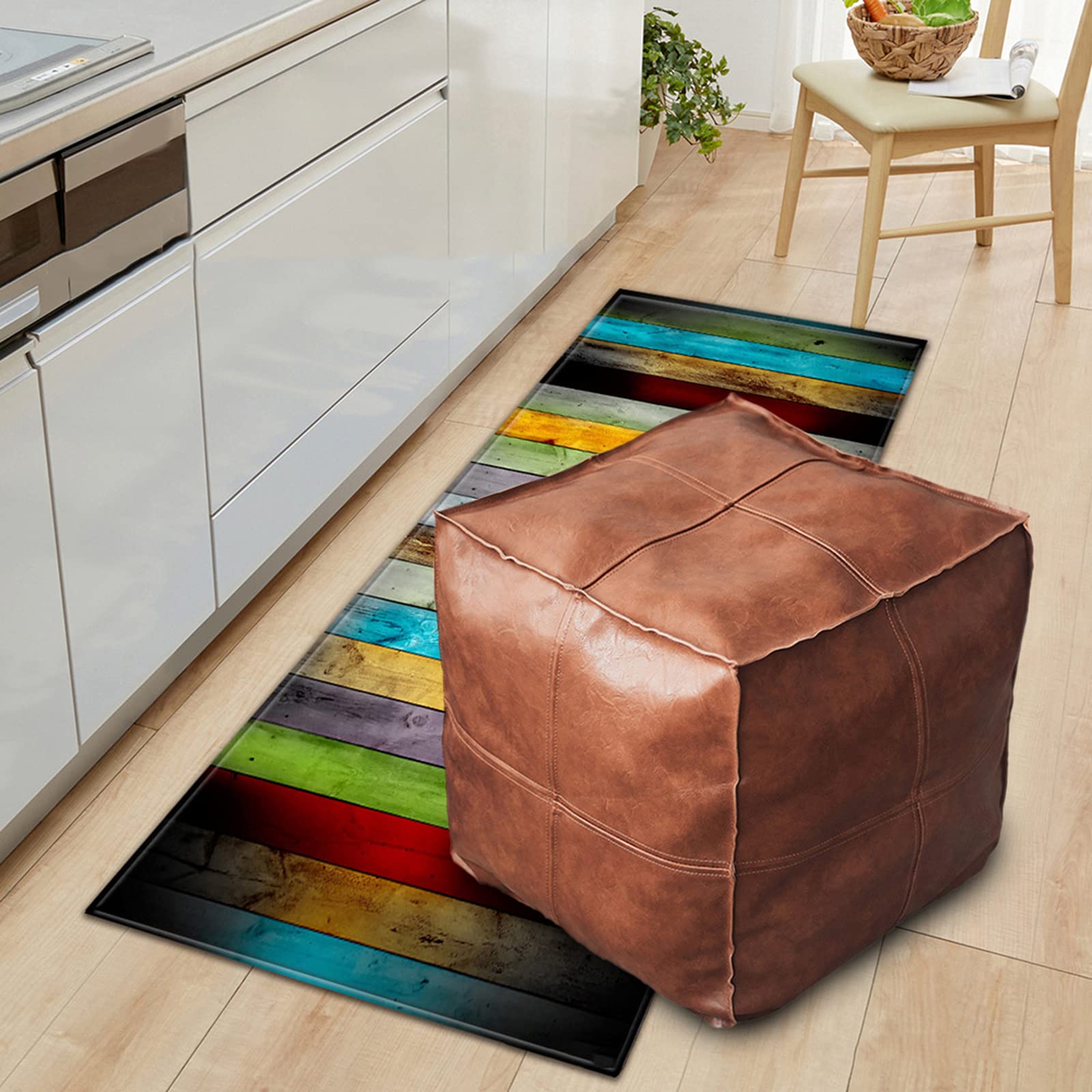 LOVIVER PU- marokkanischen Hockerbezug Hassock Storage Ottoman Raumdekoration Aufenthaltsraum, eckig braun