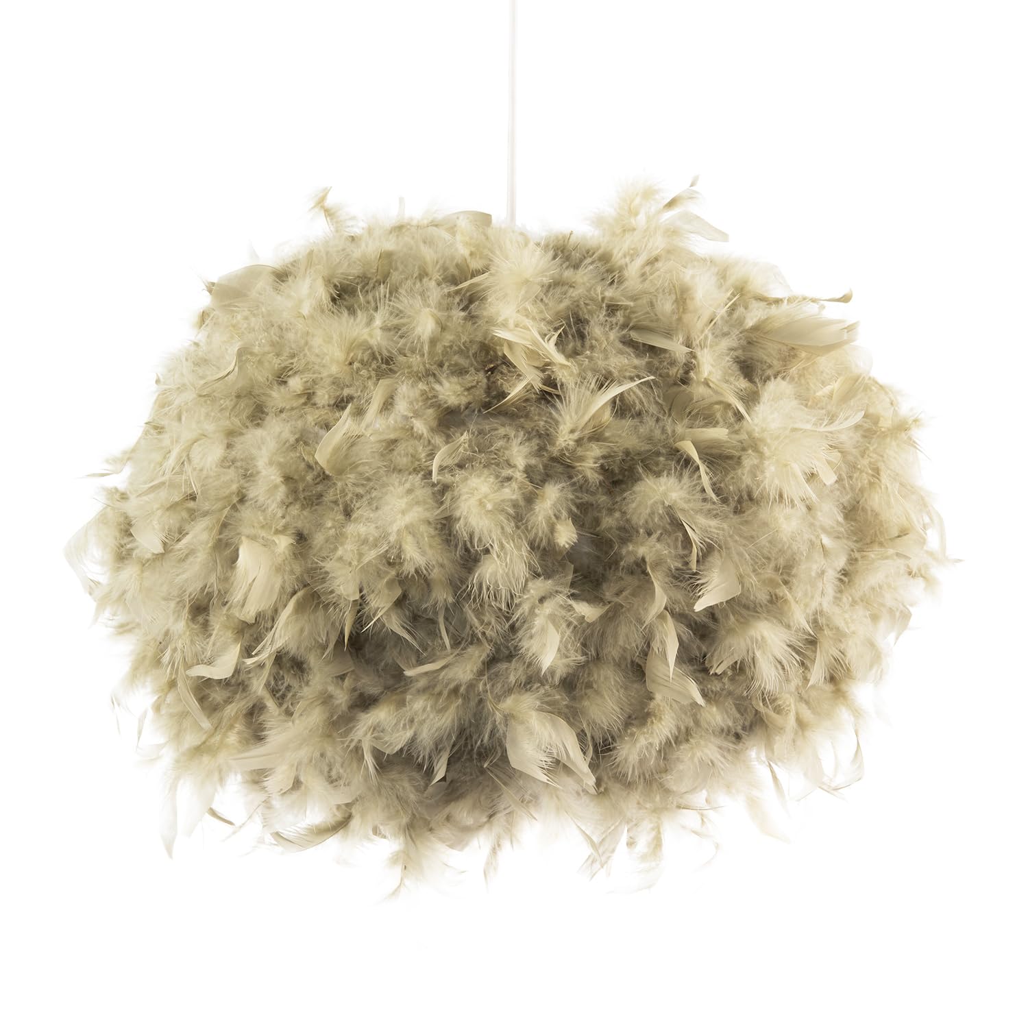Rackhams Green Modern And Unique Large Olive Feather Decorated Pendant Shade