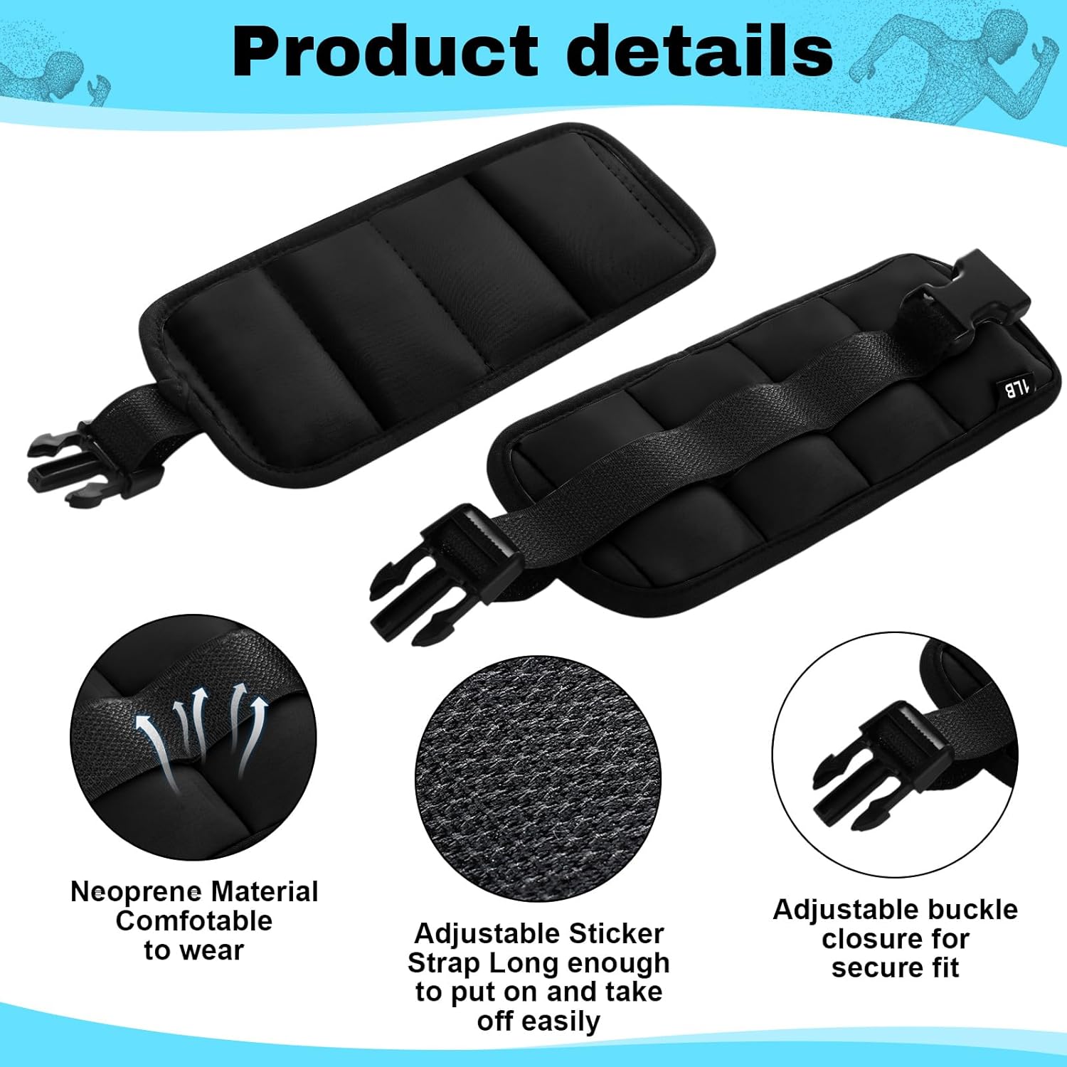 Hollowfly 2 Pairs Ankle Wrist Weights for Land or Aquatic Exercise Aqua Cuffs Aqua Aerobics Fitness Bands for Ankle and Wrist Adjustable Weights for Swimming Pool Workout Equipment