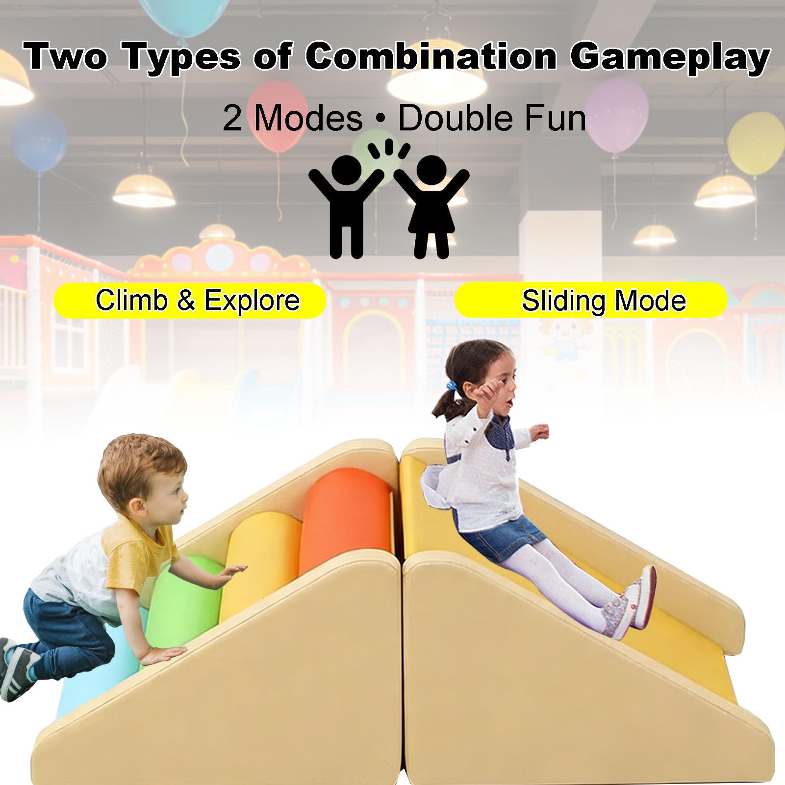 Set Softplay per Bambini da 2 Pezzi | giocattoli in morbida pelle pu per bambini piccoli, giochi di arrampicata e gattonamento per bambini schiuma da interni per a