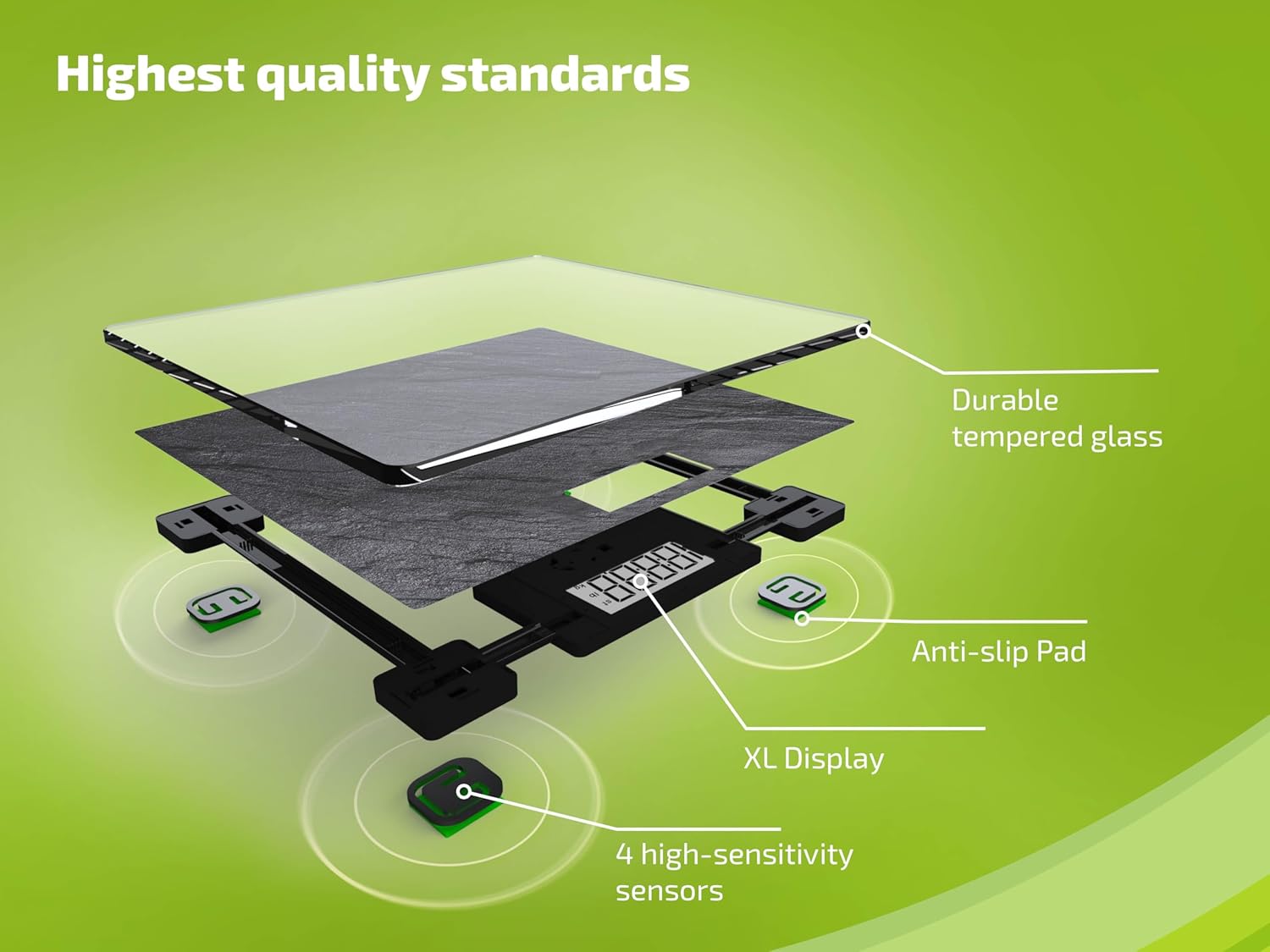 Soehnle Style Sense Compact 300, Compact Digital Weighing Scale, Bathroom Scale with Easy-to-Read LCD Display, Extra-Flat Body Weight Scale, Slate