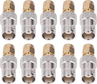 YYQTGG Coax Line Connector, BNC Female to SMA Male OFC RF Coaxial Cable Adapter 50Ω Impedance 10Pcs Firm Connection for Radio