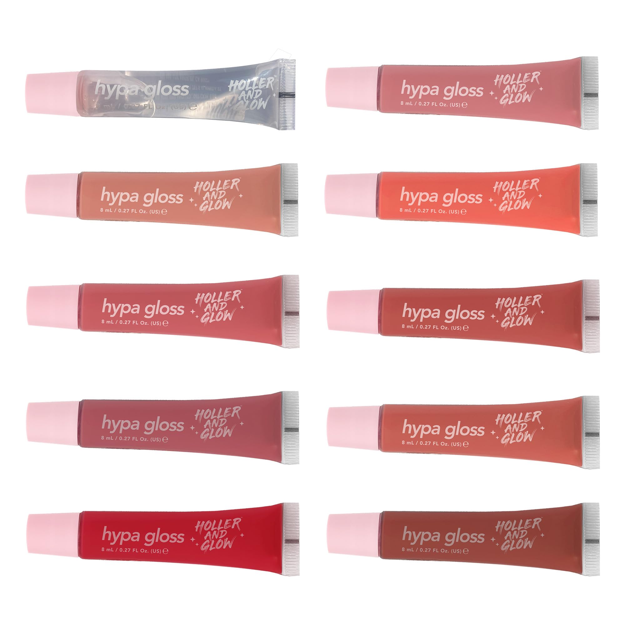 Holler And Glow Gift of Gloss Lip Gloss Set,10 Piece High Shine Lip Gloss Collection, Assorted Shades, Vegan, Cruelty Free