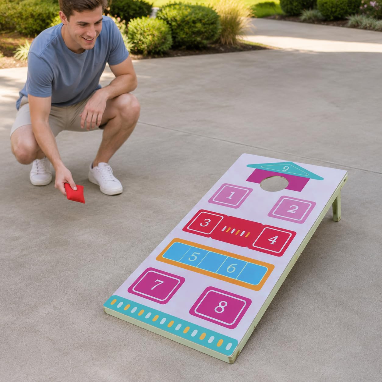Cornhole Gioco Americano Set per Famiglie, Gioco All'aperto in Legno per Giardino e Campeggio