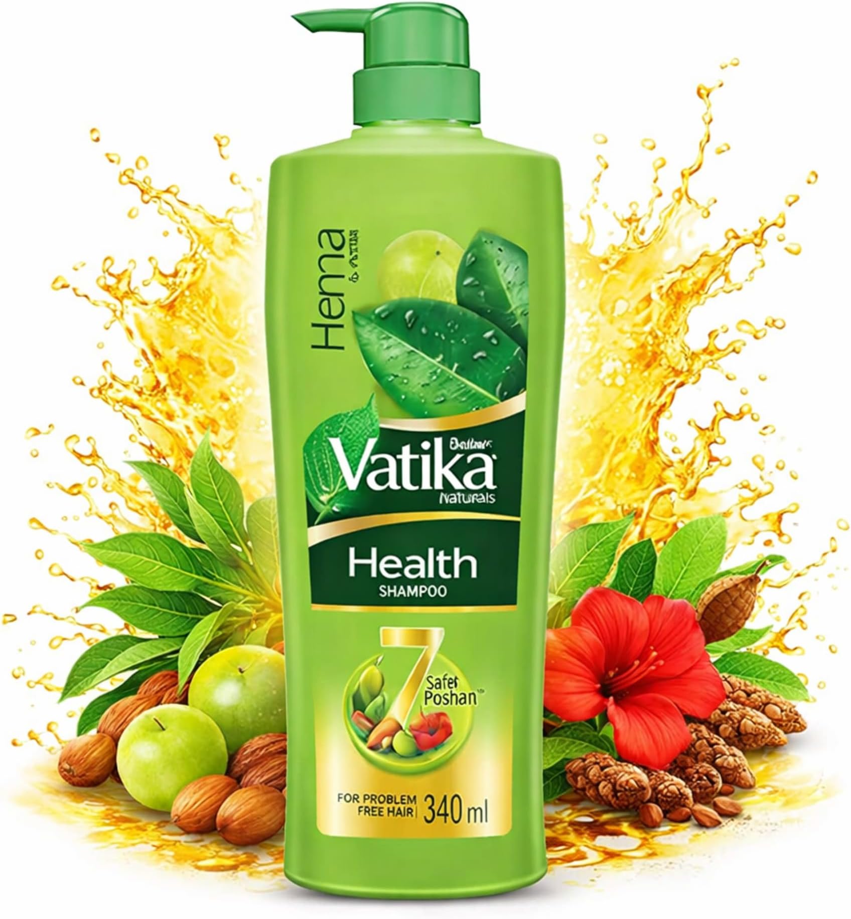 Vatika Naturals Health Shampoo - 640 ml | 7 Natural Herb Extracts | Contains Henna, Amla & Hibiscus | 90% Hair Fall Control | Everyday Shampoo for Women & Men