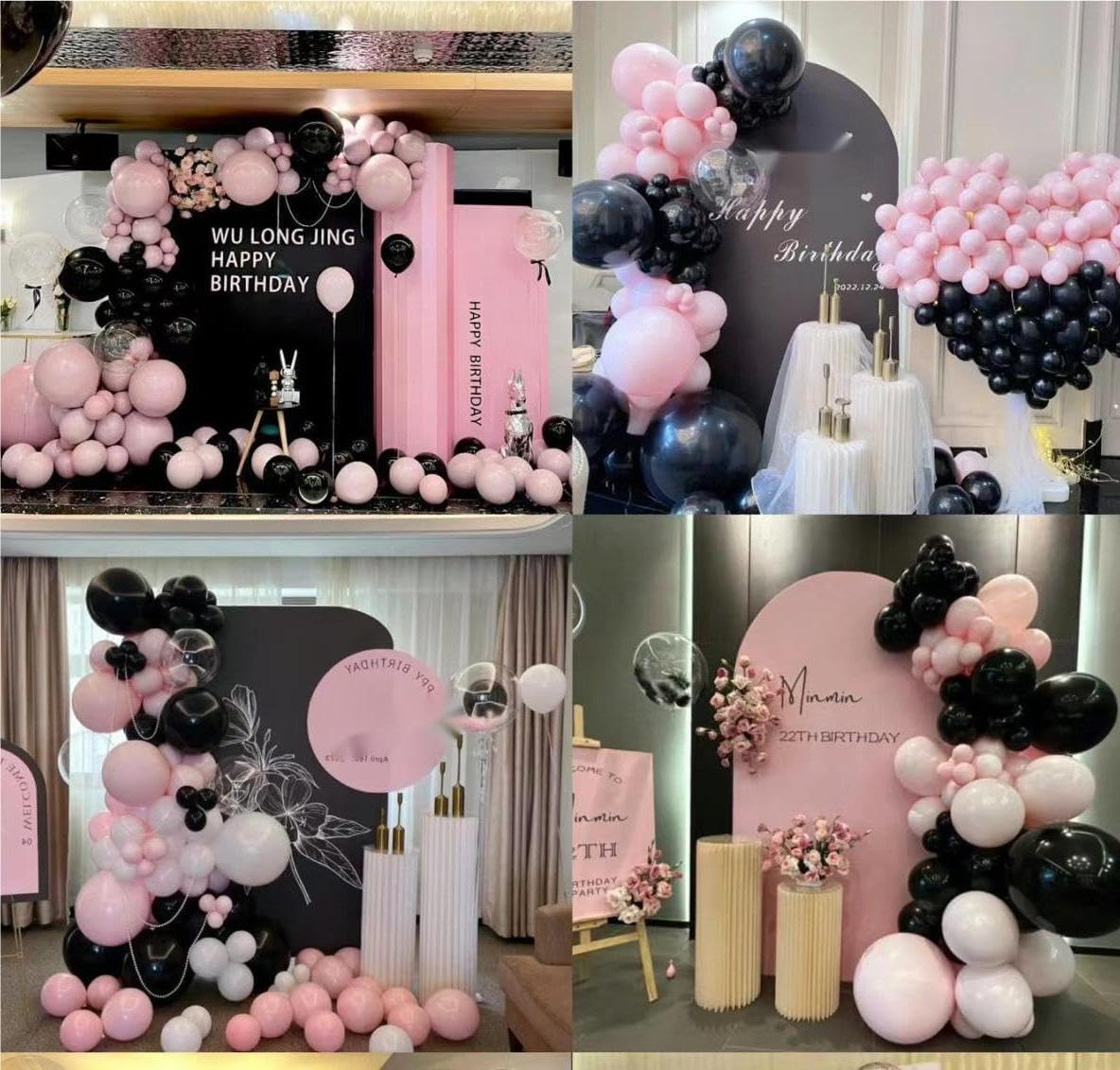 Amazon | MOXMAY ピンクブラックバルーンガーランド 138個 18インチ 10