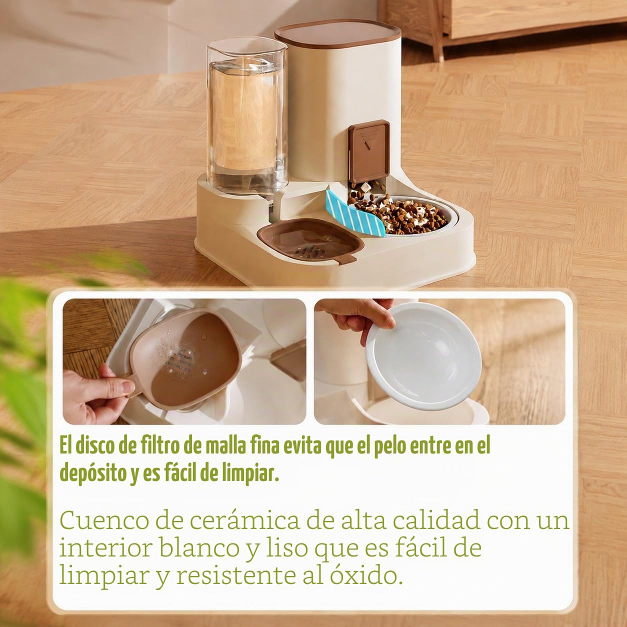 Comida automática para Gatos 2 en 1, dispensador de Comida de Viaje y dispensador de Agua para Perros, Gatos, Mascotas, extraíble, fácil de Limpiar, el tamaño de la Tapa es Ajustable, Piscina