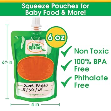 Disposable 6oz Baby Food Storage Pouch Containers, 96 Pack