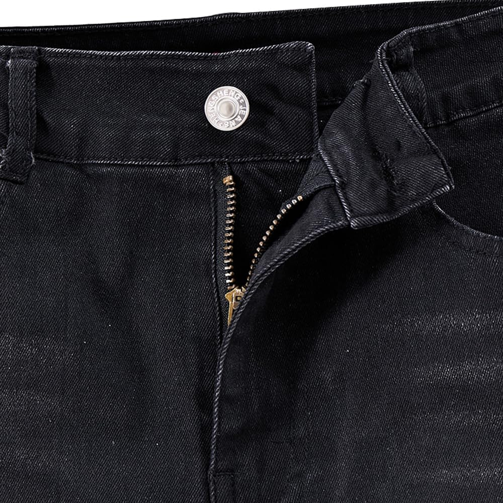 Nivne Tco Tween Boys Black Jeans Ripped Frayed Details 5-Pockets Button and Zipper Fly Skinny Fit Denim Pants - Image 4