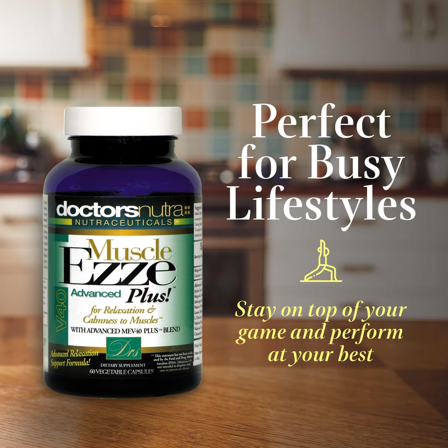 Muscle Ezze Plus - Day or Night Use Natural Relaxant - Gluten-Free - 60 Veg. Capsules