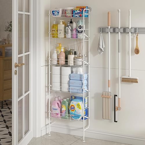 Miniatura 5 de bukfen Organizadores para detrás de la puerta, estante de cocina estrecho de 5 niveles, organización y almacenamiento de puertas de despensa de