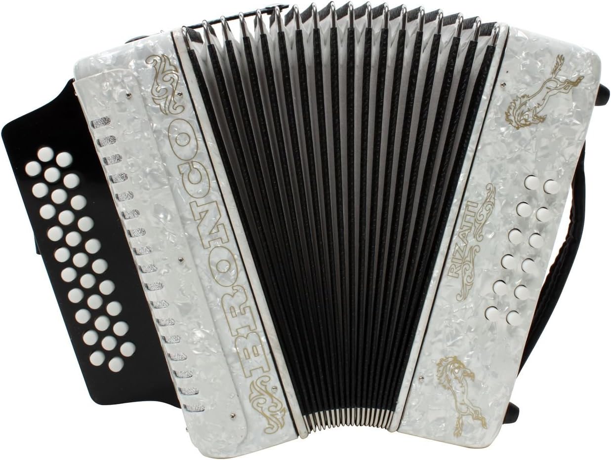 Bronco RB31FW Diatonic Accordion - White - Key F/Bb/Eb