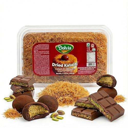 DOLVIA Roasted Kataifi 200g (7.05 oz) – Ready to Use Crispy Shredded Phyllo Dough for Middle Eastern dubai chocolate bar Kit, Kadayif Ice Pistachio