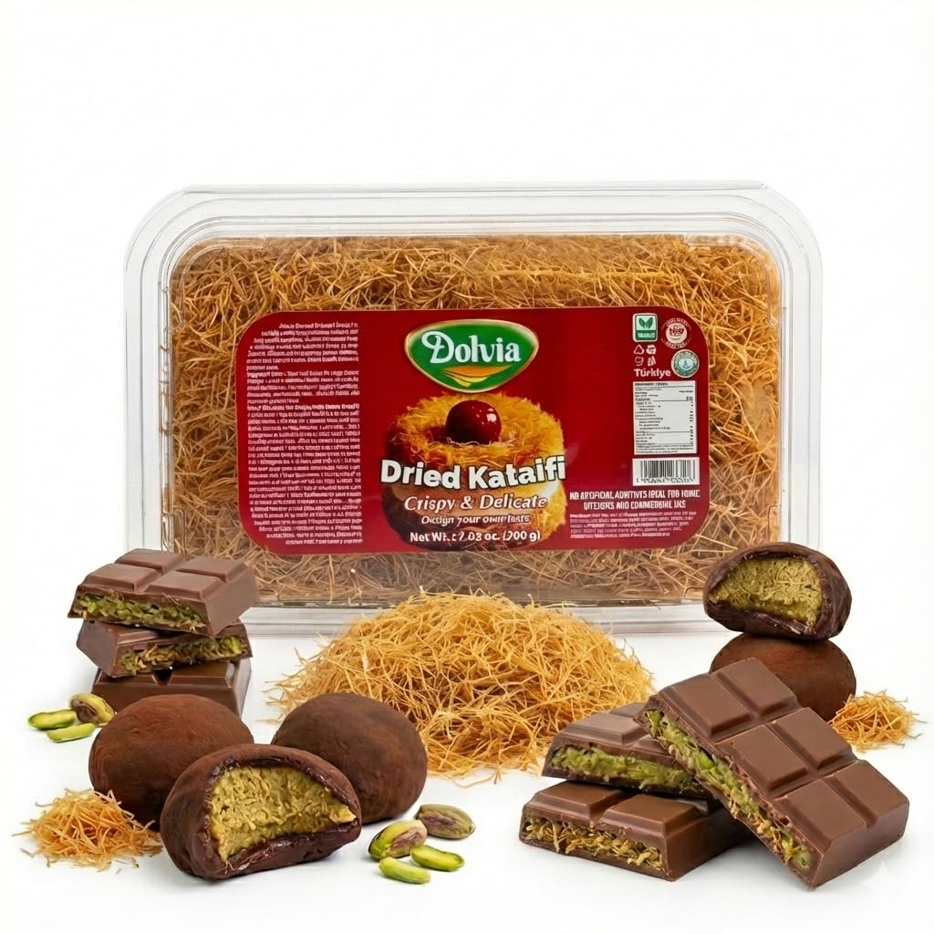 DOLVIA Roasted Kataifi 200g (7.05 oz) – Ready to Use Crispy Shredded Phyllo Dough for Middle Eastern dubai chocolate bar Kit, Kadayif Ice Pistachio