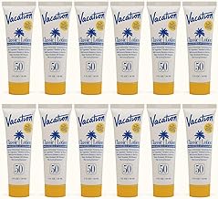 Vacation Mini Classic Lotion SPF 50, Water-Resistant, Mini Sunscreen Bulk Party Favor, Beach Must Haves, Traveling Essentials, Suntan Lotion Travel Size, 1 Fl. Oz. (Value Pack of 12)