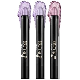 Boobeen 3PCS Cream Eyeshadow Pencil Crayon Waterproof Brightener Stick Shimmer Pen Create Glitter Eye Makeup, Easy to Use