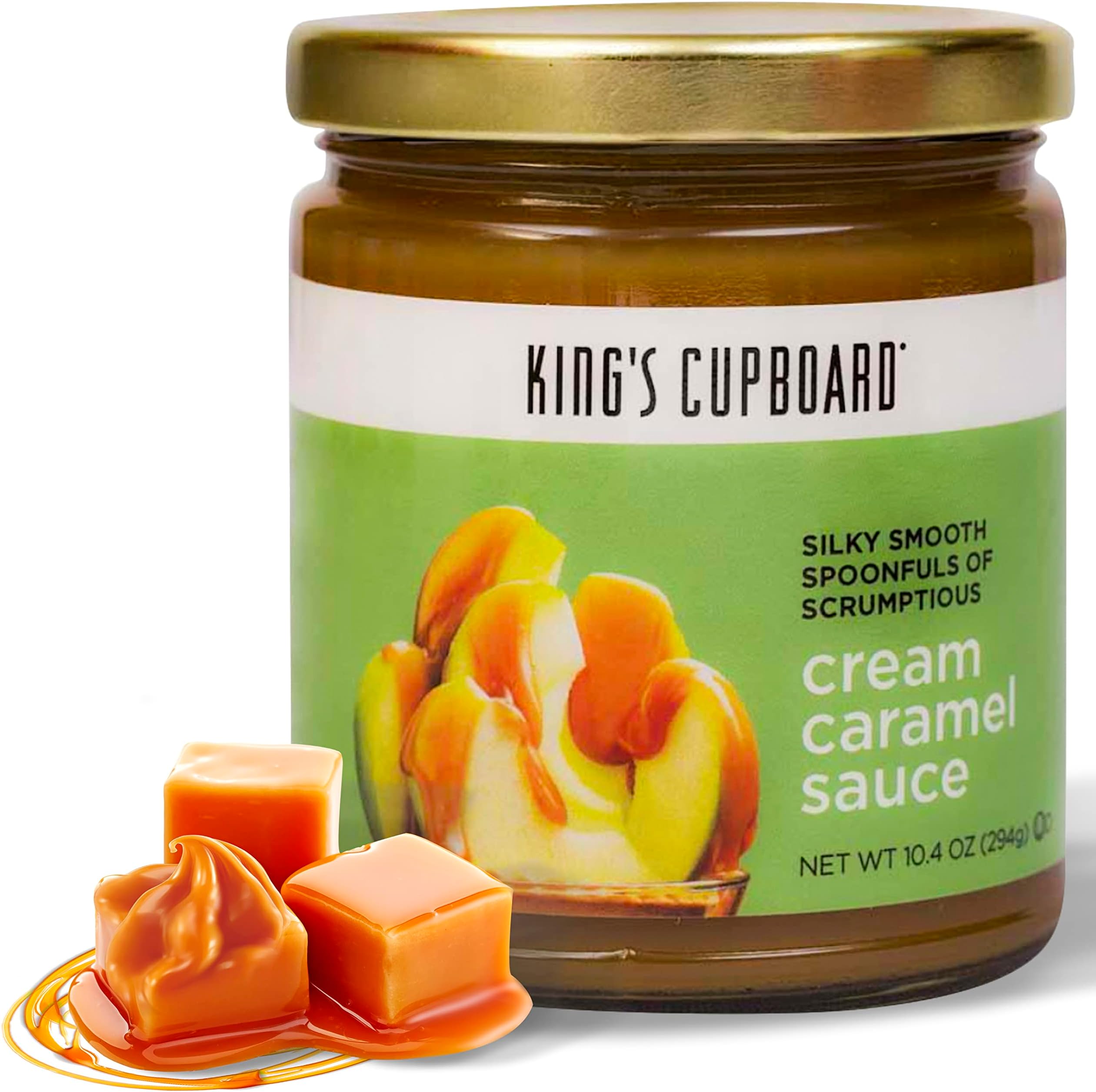 King's Cupboard Cream Caramel Sauce - The Perfect Sauce for Ice Cream, Fruit Dip, Topping Desserts, Caramel Drizzle for Coffee - Gluten-Free, Kosher, All Natural Ingredients, 10.4 oz