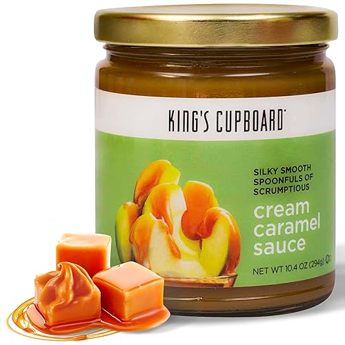 King's Cupboard Salsa de caramelo crema - La salsa perfecta para helado, salsa de frutas, cobertura de postres, llovizna de caramelo para café, sin
