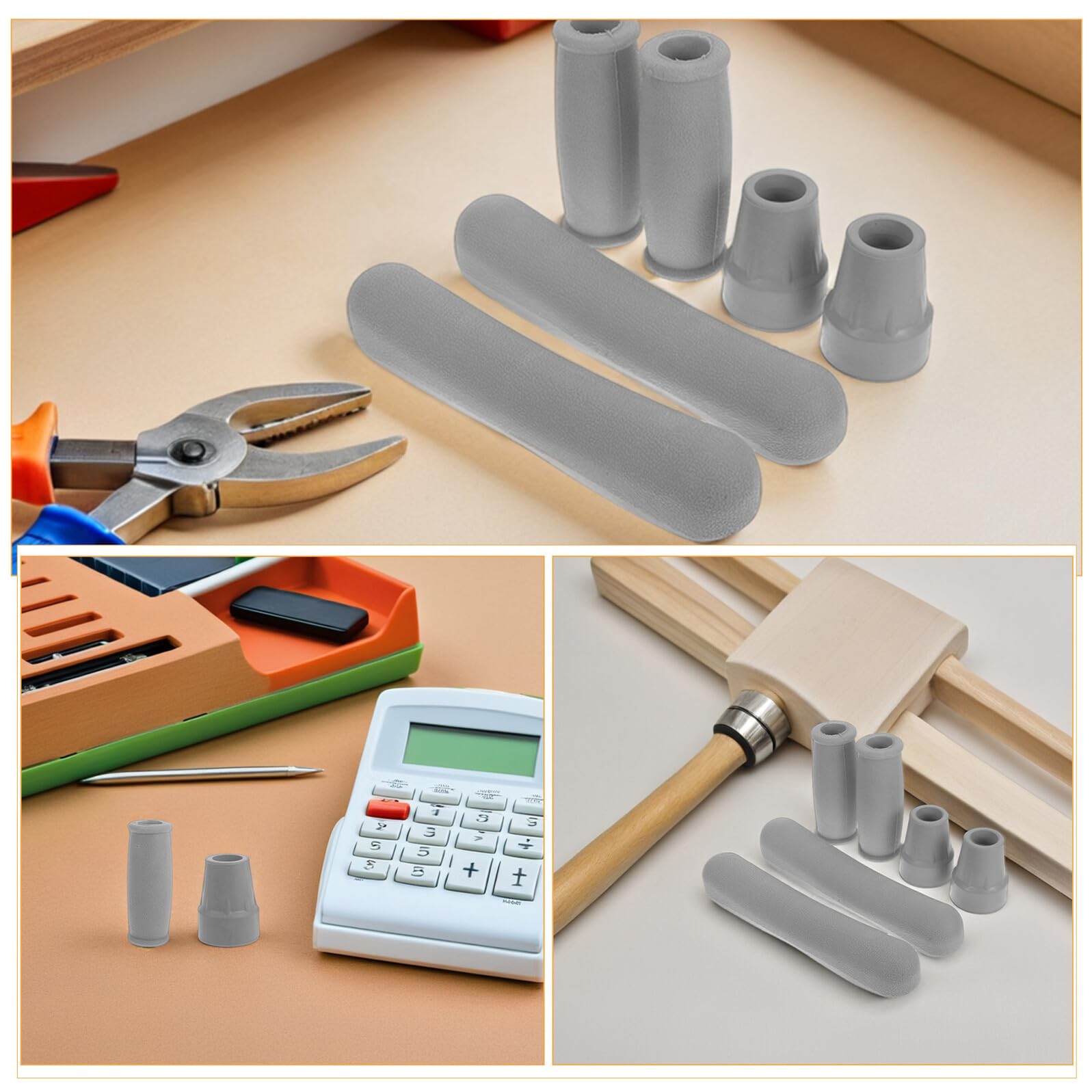 Accessori per Stampelle Ascellari 4 Set in Gomma con Tappi | Impugnature e Cuscini, per Bastoni e Deambulatore, Ricambio Antiscivolo in Confezione da 4